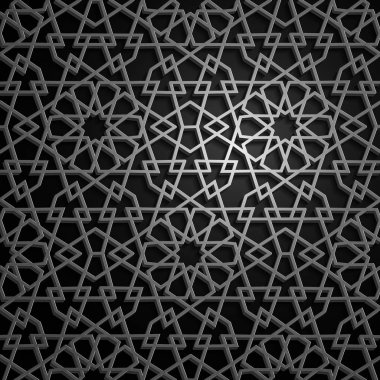 İslam oryantal desenleri, sorunsuz Arapça geometrik süsleme koleksiyon kümesi. Vektör geleneksel Müslüman arka plan. Doğu Kültür, Hint mirası, Arabesk, Farsça motifi 3d Ramazan kareem. Gümüş