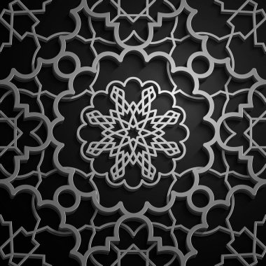 İslam oryantal desenleri, sorunsuz Arapça geometrik süsleme koleksiyon kümesi. Vektör geleneksel Müslüman arka plan. Doğu Kültür, Hint mirası, Arabesk, Farsça motifi 3d Ramazan kareem. Gümüş