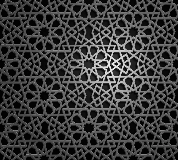 Ensemble de motifs orientaux islamiques, collection d'ornements géométriques arabes sans couture. Fond traditionnel musulman vecteur. culture orientale, patrimoine indien, arabesque, motif persan 3D Ramadan kareem. Argent — Image vectorielle