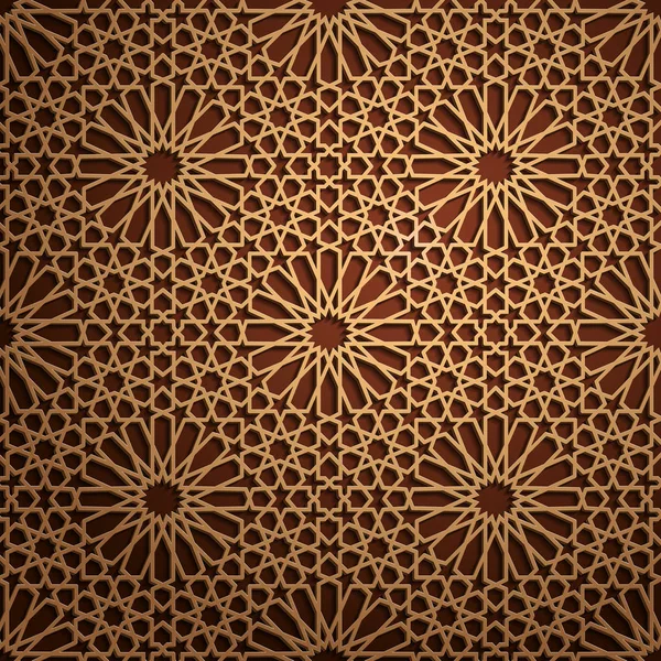 Ensemble de motifs orientaux islamiques, collection d'ornements géométriques arabes sans couture. Fond traditionnel musulman vecteur. culture orientale, patrimoine indien, arabesque, motif persan 3D Ramadan kareem. Bois de construction — Image vectorielle