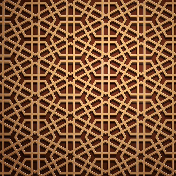 Ensemble de motifs orientaux islamiques, collection d'ornements géométriques arabes sans couture. Fond traditionnel musulman vecteur. culture orientale, patrimoine indien, arabesque, motif persan 3D Ramadan kareem. Bois de construction — Image vectorielle