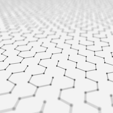 Fütüristik altıgen desen arka plan. 3D render illüstrasyon. Yer yüzeyi. Işık bilim-kurgu zemin. Noktalar ve çizgiler bağlantıları. Bilim ve teknoloji kavramı. Büyük veri makro tel kafes.