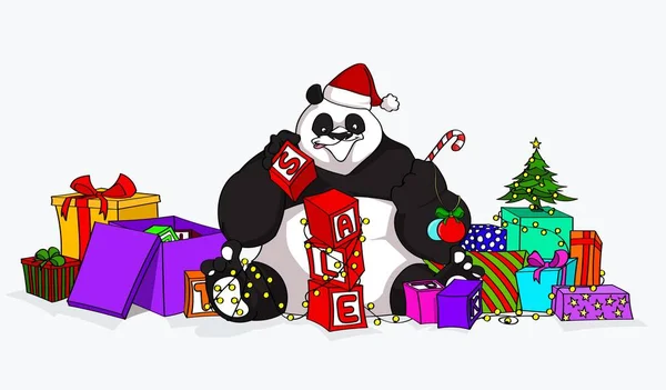 Jul försäljning Panda med block — Stockfoto