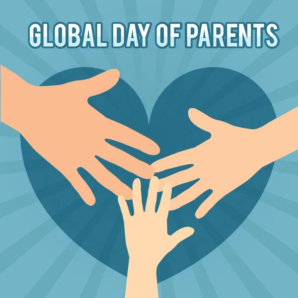 全球父母的一天。图为假期的。手相连。文本的地方 — 图库矢量图片
