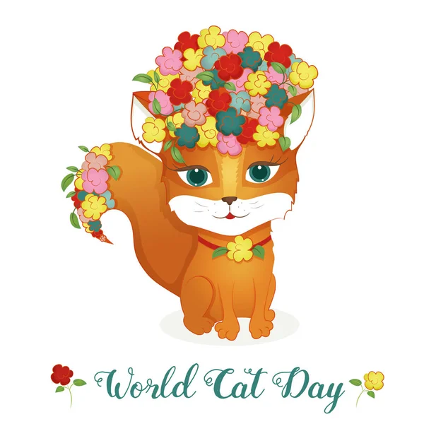 世界猫的一天。国际假日。矢量图 — 图库矢量图片