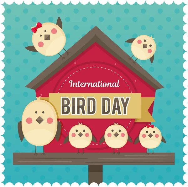 Ilinternational 鸟日。一个节日的矢量插图。文本空间 — 图库矢量图片