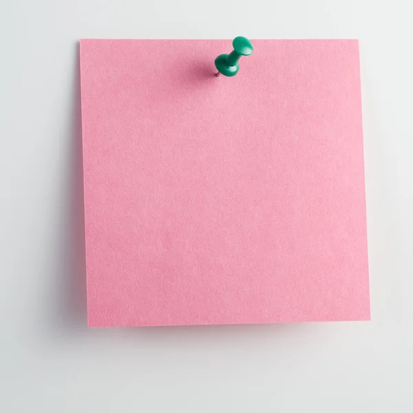 Blank sticky note with pushpin isolated on white background — Stockfoto