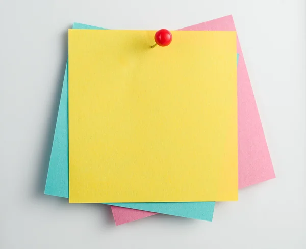 Set of blank sticky notes with pushpin isolated on white background — Stockfoto