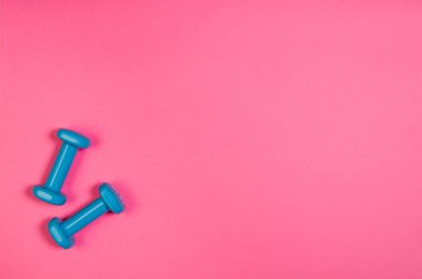 Spor ve fitness renkli kavramı arka plan, üstten görünüm yat