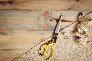 Dikiş ve örgü araçları ile arka plan