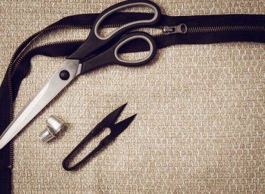 Dikiş ve örgü araçları ile arka plan