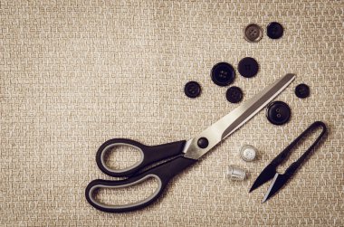 Dikiş ve örgü araçları ile arka plan