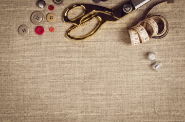 Dikiş ve örgü araçları ile arka plan