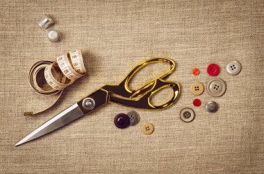 Dikiş ve örgü araçları ile arka plan