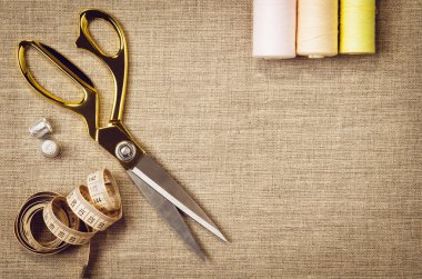 Dikiş ve örgü araçları ile arka plan