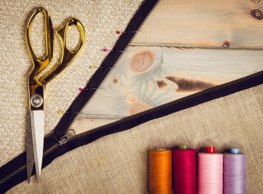 Dikiş ve örgü araçları ile arka plan