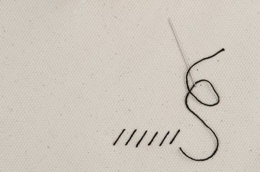 Dikiş ve örgü araçları ile arka plan. Üstten Görünüm