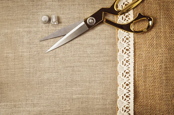 Background with sewing and knitting tools
