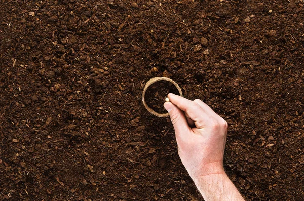 Fertile giardino terreno texture sfondo vista dall'alto — Foto Stock