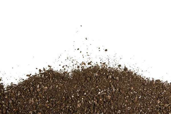 Gleby w ogrodzie tekstura rama tło widok z góry na białym tle — Zdjęcie stockowe