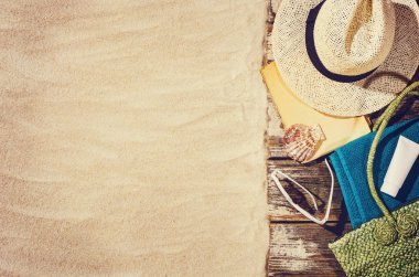 Kumsalın en üst manzarası. Kopyalama alanı olan arkaplan