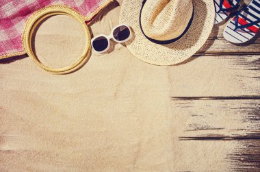 Kumsalın en üst manzarası. Kopyalama alanı olan arkaplan