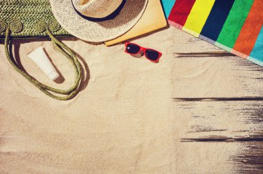 Kumsalın en üst manzarası. Kopyalama alanı olan arkaplan