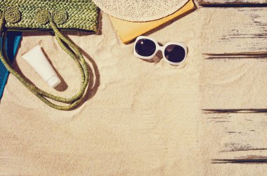 Kumsalın en üst manzarası. Kopyalama alanı olan arkaplan