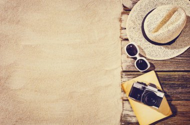 Kumsalın en üst manzarası. Kopyalama alanı olan arkaplan