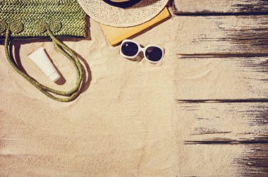 Kumsalın en üst manzarası. Kopyalama alanı olan arkaplan