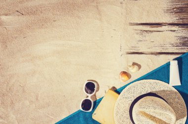 Kumsalın en üst manzarası. Kopyalama alanı olan arkaplan