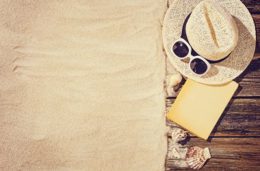 Kumsalın en üst manzarası. Kopyalama alanı olan arkaplan