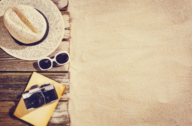 Kumsalın en üst manzarası. Kopyalama alanı olan arkaplan