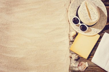 Kumsalın en üst manzarası. Kopyalama alanı olan arkaplan