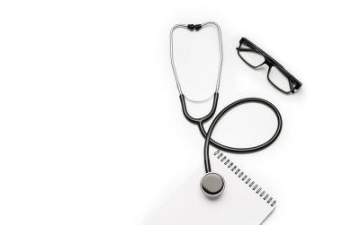 Doktorlar Danışma tıbbi aksesuarları ve ürünleri ile. Üstten Görünüm fotoğraf