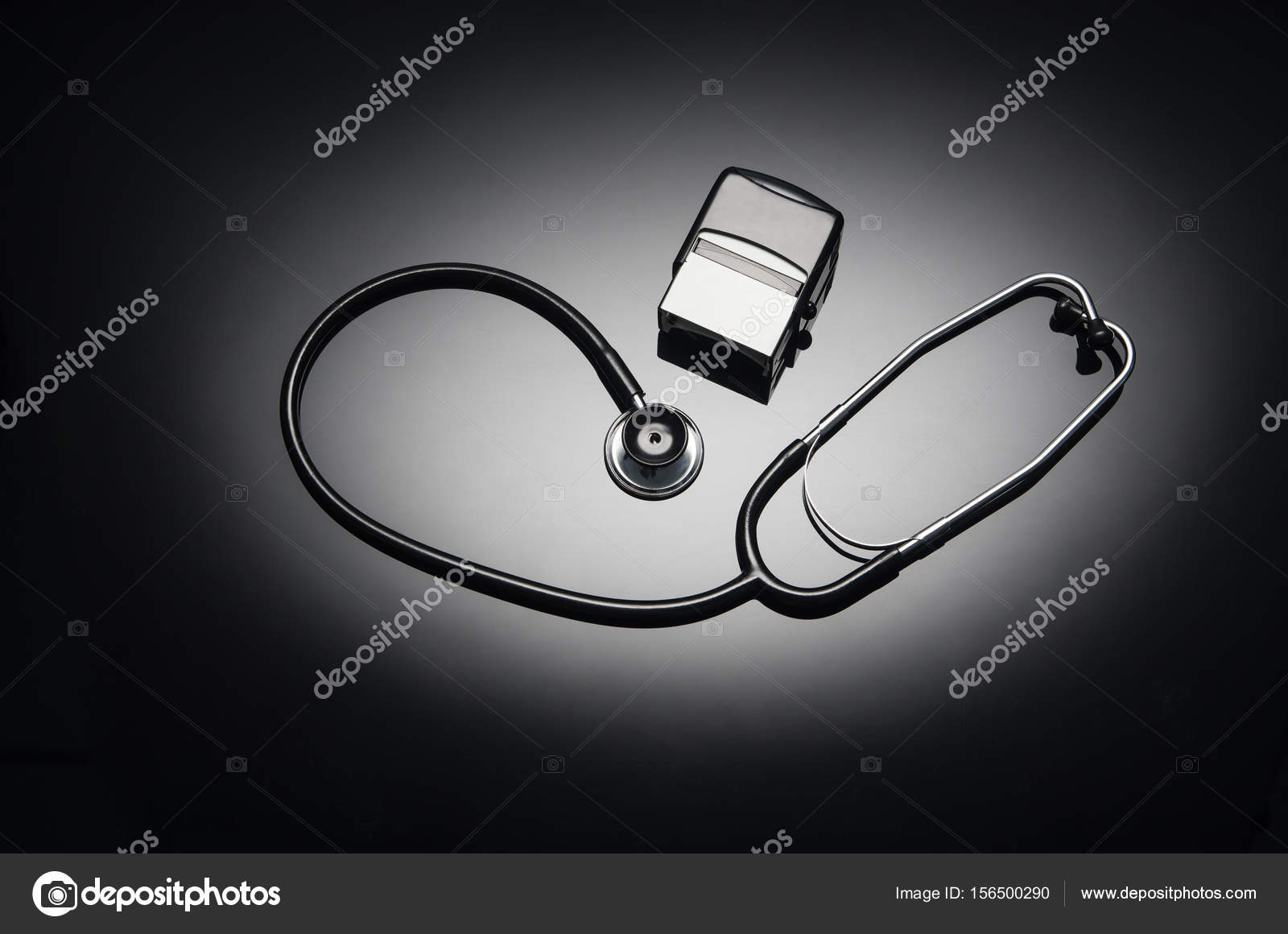 Stethoscope isolated on black background. Top view photograph Stock Photo  by ©Wstockstudio 156500290