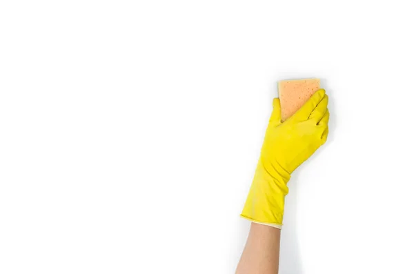 Mulheres mão limpeza isolado no fundo branco — Fotografia de Stock