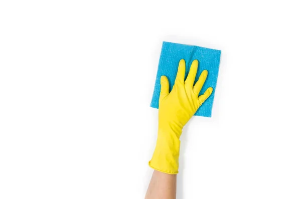 Kvinnans hand rengöring isolerade på vit bakgrund — Stockfoto