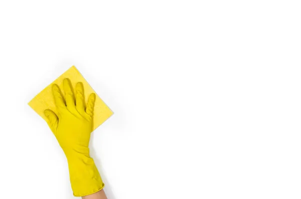 여 대 손 청소에 고립 된 흰색 배경 — 스톡 사진