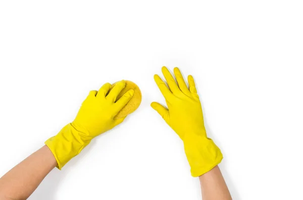 Womans kézi tisztítás a elszigetelt fehér háttér — Stock Fotó