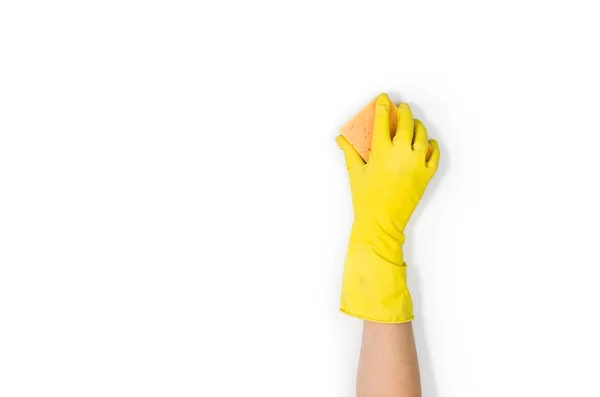 Kvinnans hand rengöring isolerade på vit bakgrund — Stockfoto