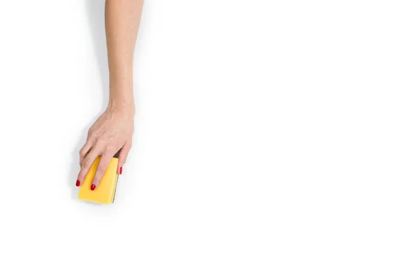 Kadının el temizlik izole üzerinde beyaz arka plan — Stok fotoğraf