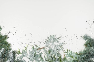 Beyaz kopya alanı ile Noel arka plan çerçeve Üstten Görünüm