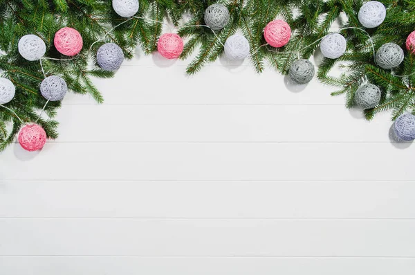 Natal quadro de fundo vista superior em branco com espaço de cópia — Fotografia de Stock