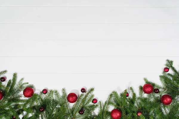 Christmas background frame top view on white with copy space — Stock Photo, Image