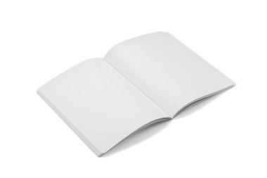 Mock-up dergi, kitap veya katalog beyaz masa arka plan üzerinde.