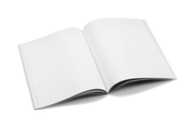 Mock-up dergi, kitap veya katalog beyaz masa arka plan üzerinde.