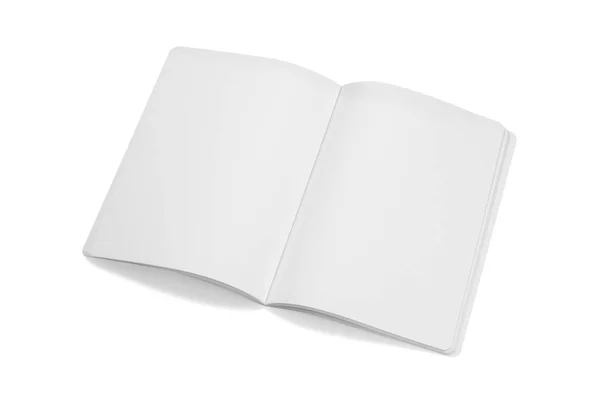 모형 잡지, 책 또는 흰색 테이블 배경에 카탈로그. — 스톡 사진