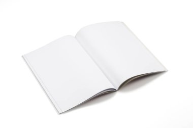 Mock-up dergi, kitap veya katalog beyaz masa arka plan üzerinde.