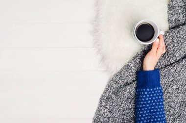 El tutma fincan kahve. Kopya alanı ile Üstten Görünüm